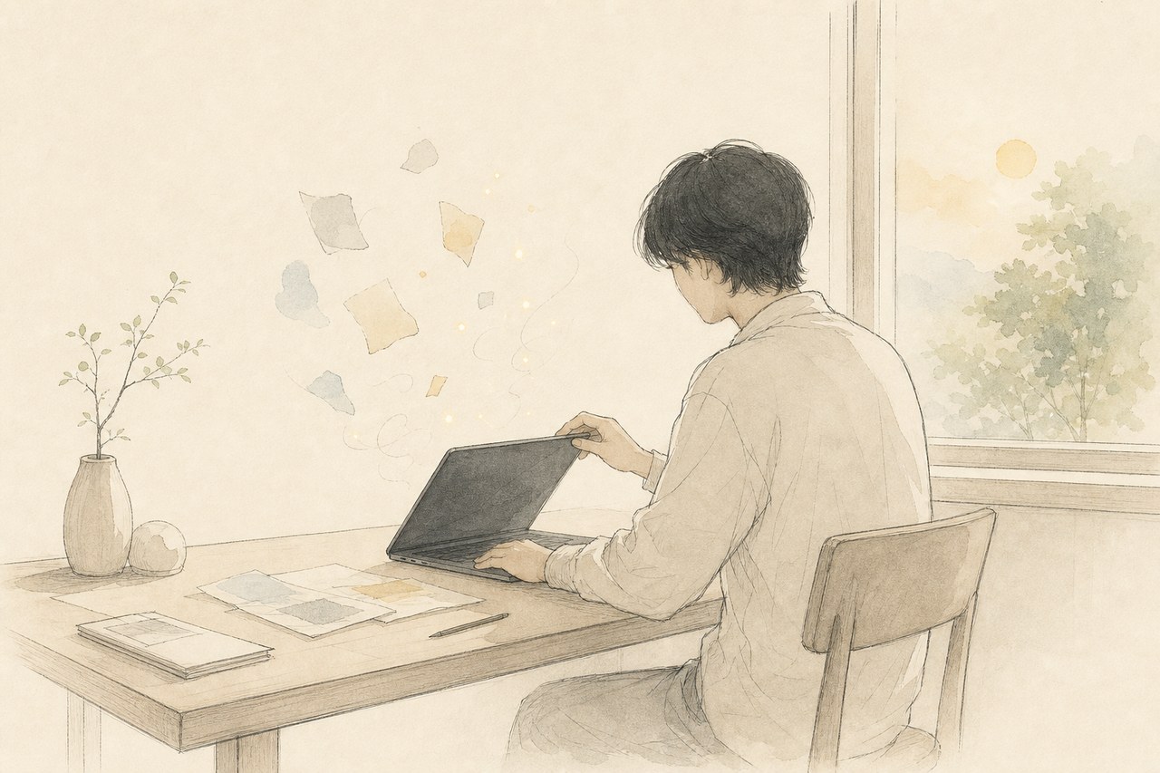 A morning desk and a laptop