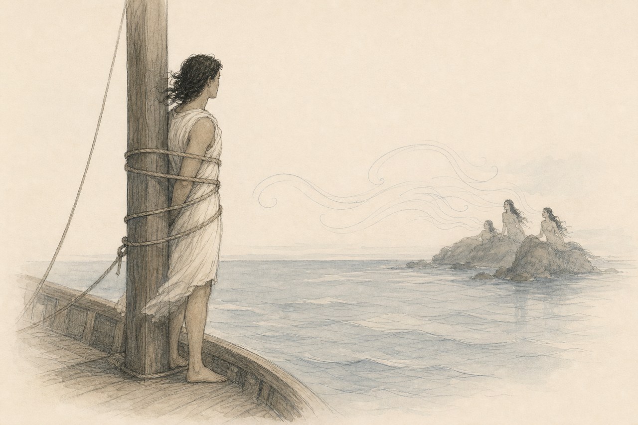 A person tied to a mast