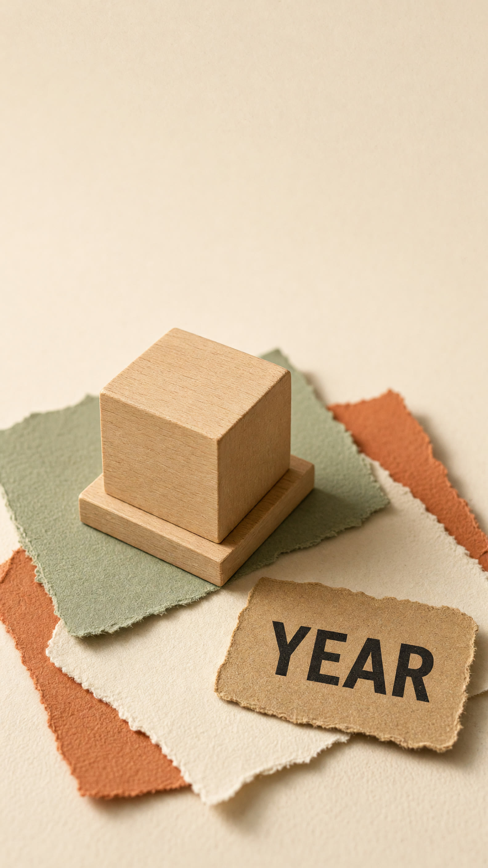 숫자 없는 나무 달력과 YEAR 스탬프